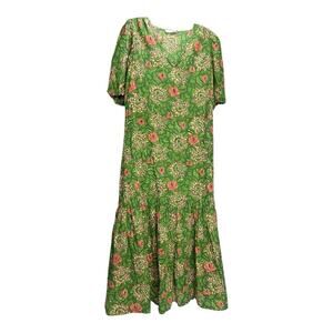 Anna Cate Lotus Floral Maxi Dress Green Pink Wedding Guest